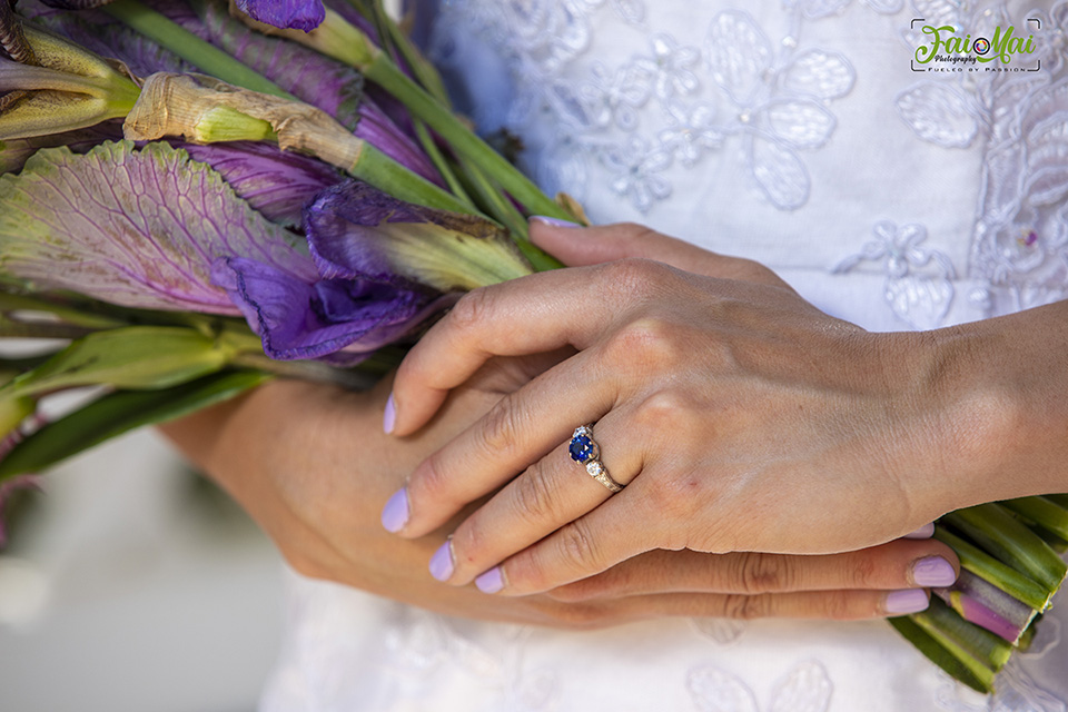 flower and wedding ring